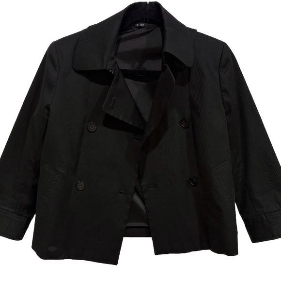 Women's‎ Theory Black Ribbed Double Breasted Blazer Size Small - Picture 5 of 12